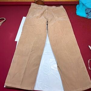 LL Bean Men's 36/30 Classic Fit BROWN Pleated Corduroy Pants Cotton Straight Leg